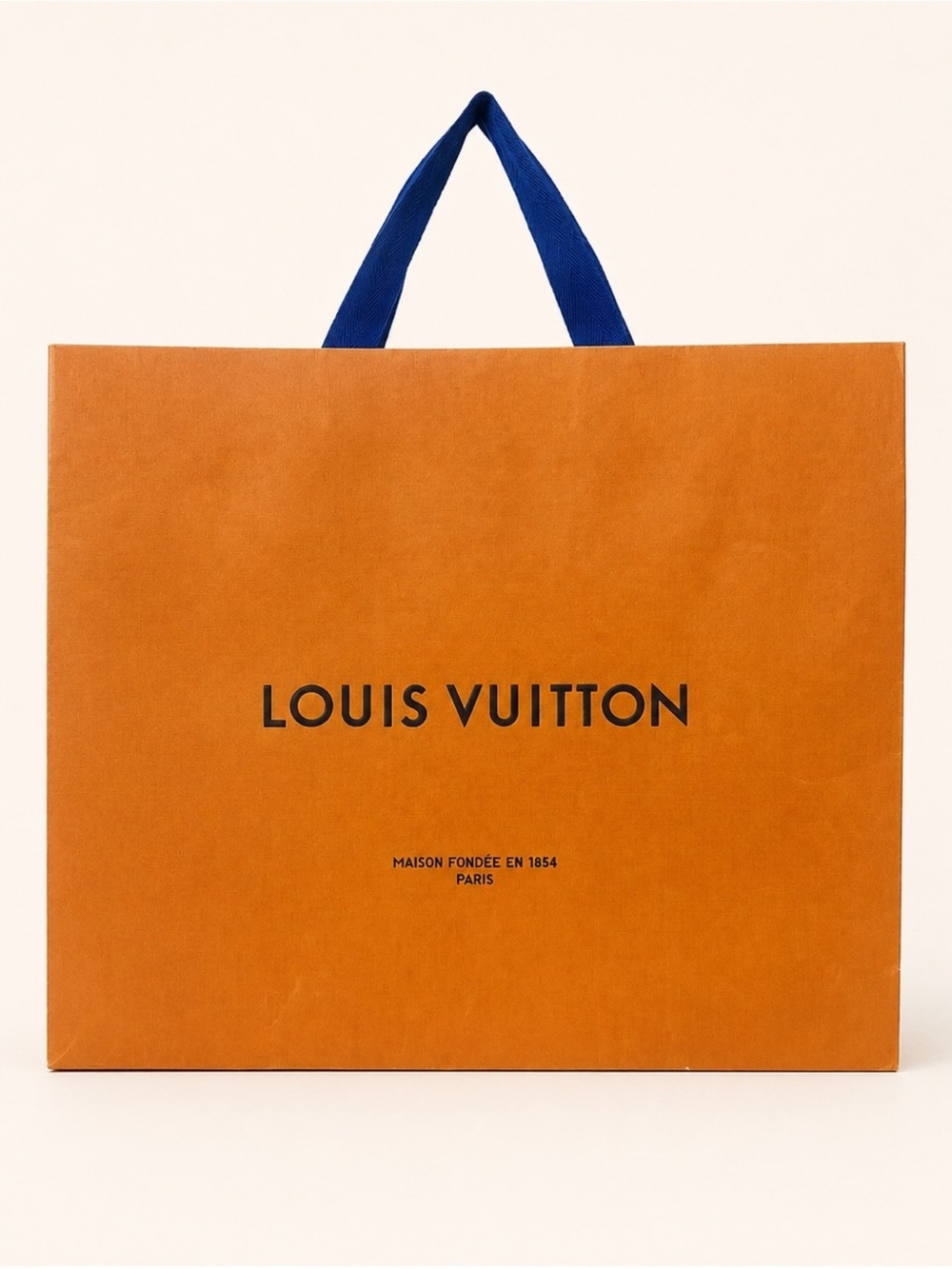 Louis Vuitton Orange Shopping Gift Bag Blue Handles Large